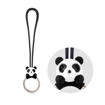 Bone 蹦克 / 貓熊吊繩鑰匙圈-黑