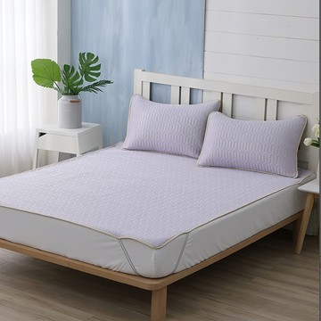 Ishur 伊舒爾 乳膠冰絲涼蓆墊 柔軟舒適 輕薄透氣 止滑透氣網 雙重防滑  涼蓆墊 + 枕套 x 2  雙人  冰炫紫