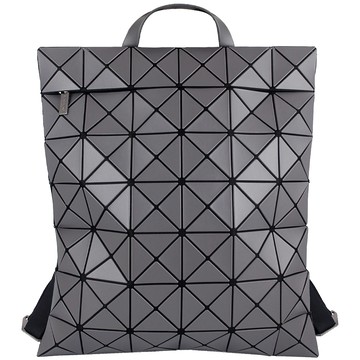 ISSEY MIYAKE 三宅一生 BAOBAO 灰色皮紋方格6x7拉鍊後背包