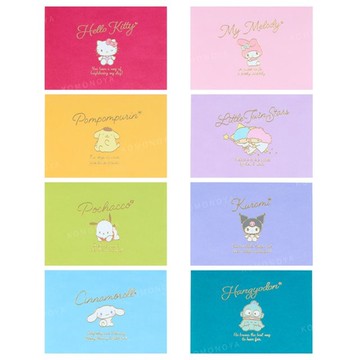 小禮堂 Sanrio 三麗鷗 橫式燙金便條本 10枚入 (角色簽名款) Kitty 大耳狗 酷洛米