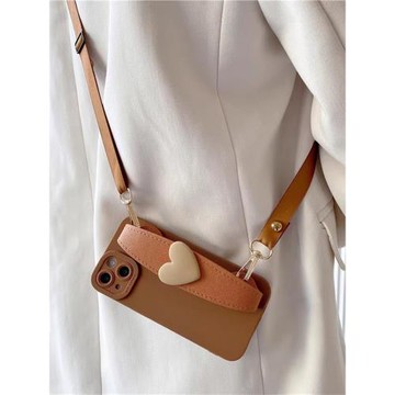 奶咖色愛心腕帶適用vivox200s手機殼x300pro保護套x100/x90簡約vivos20/s19/s18/s17/s16背帶s30斜挎y500全包