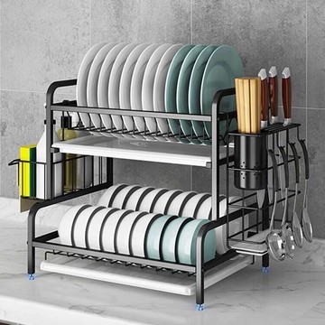 304不鏽鋼 碗架瀝水架 晾放碗筷碗碟碗櫃用品收納盒廚房置物架黑色