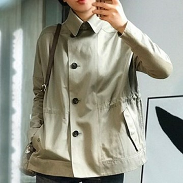【巴黎精品】現貨+預購 頂級法式風衣外套長版大衣外套寬鬆大碼百搭休閒女裝-秋季短款女外套a1LL11