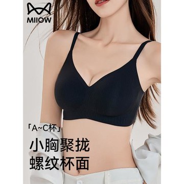 貓人內衣女聚攏小胸顯大防下垂提拉收副乳2025春季新款無痕文胸罩