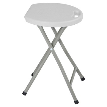 Cotton Field 棉花田傢飾 海爾多功能加強型耐重折疊圓凳 HDPE椅面 鋼管椅腳  米白色  1個