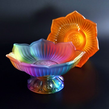 佛具用品 七彩琉璃荷花供果盤 寺廟供佛水果盤 家用供佛 佛具擺件