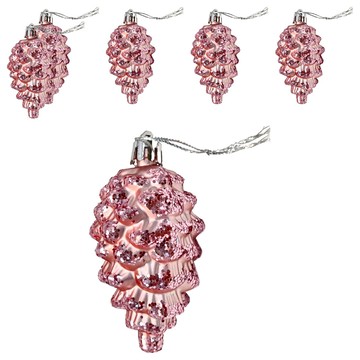 彩繪立體松果 6個  7cm  豆沙粉  1組