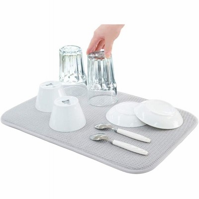 水切りマット 抗菌 速乾吸水マット 食器乾燥マット 丸めて収納 キッチン マイクロファイバー シンク上 棚シート Sanleaves 30x45cm
