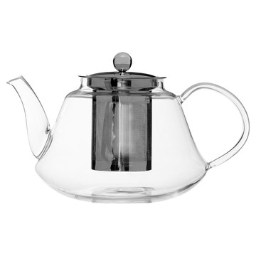 PREMIER HOUSEWARES 寬底玻璃濾茶壺  1個  1.2L  銀色 + 透明色