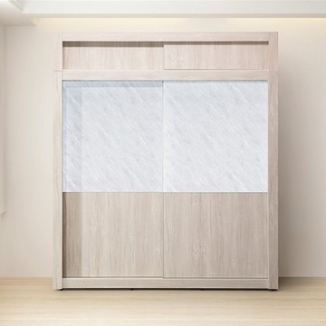 【直人木業】SILVER白橡木210公分滑門衣櫃加被櫃