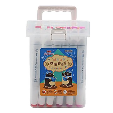 筆樂PENROTE雙頭油性麥克筆/PE4176/斜頭6mm+圓頭1mm/36色/盒