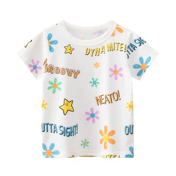 27home - 純棉短袖上衣-滿版印花標語-米白