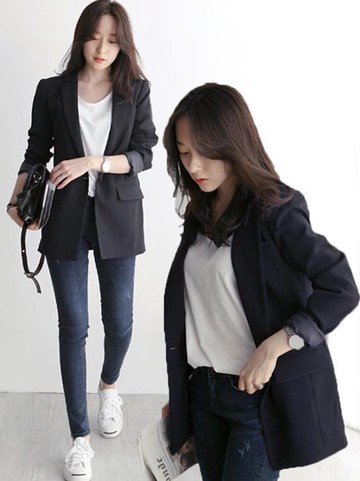 西服女 秋冬季新款韓版小西裝女士外套chic上衣正裝黑色休閒秋裝西服 歐歐流行館
