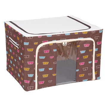 衣物收納箱 100L  60 x 42 x 40cm  咖啡小熊 棕色 + 白色  1個