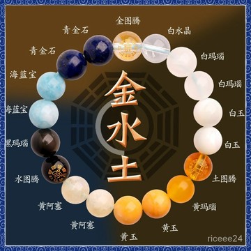✨靈運閣 ✨祈福🙏🏻三屬性 五行缺補 喜用補缺 金水土手錬 男女款 天然水晶 金水火 多寶手串 金木火手串