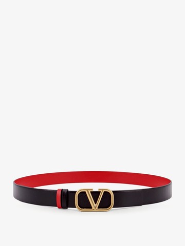 Vlogo signature valentino garavani reversible leather belt with double leather loop and metal buckle - VALENTINO GARAVANI - gender_Woman