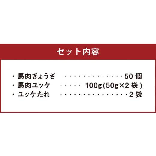 ふるさと納税 熊本県 高森町 熊本 馬刺し 馬肉ぎょうざ50個・馬肉ユッケ100g(50g×2袋) セット たれ付き