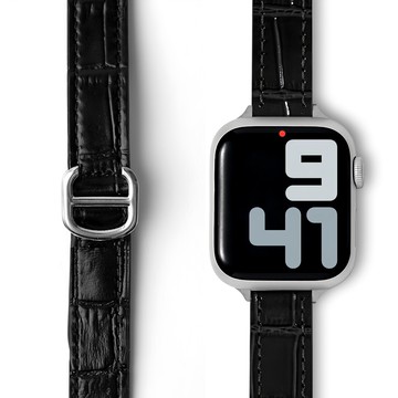 Nuart 適用於 Apple Watch 纖薄D型扣皮革錶帶  黑色  Apple Watch 38/40/41mm 10代 42mm  1條