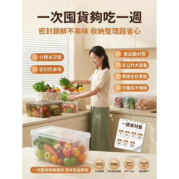 【大容量5L】多功能冰箱收納盒/帶把手收納盒/廚房收納盒