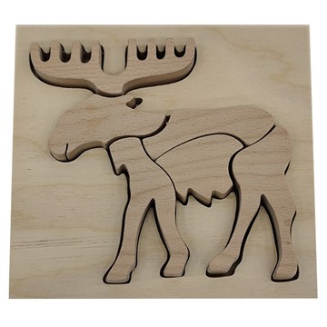 eguchitoys 彩繪馴鹿拼圖 6片 原木 尺寸18x17x2.5公分 適用年齡: 3歲以上  1組
