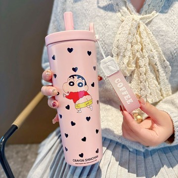 ✨臺灣出貨✨蠟筆小新保溫杯2025大容量高顏值吸管水杯兒童學生可愛辦公室杯子