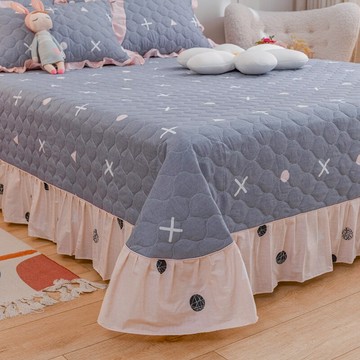 公主風100%純棉夾棉床蓋三件套全棉加厚床單單件防滑榻榻米鋪墊單