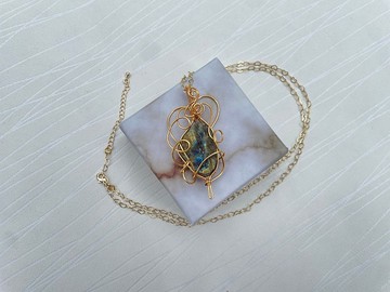 220930 wire wrapping 拉長石原石 銅線 繞線 吊墮