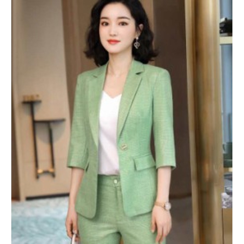 パンツスーツ レディース セットアップ スーツ 春夏スーツ 千鳥格子 7  