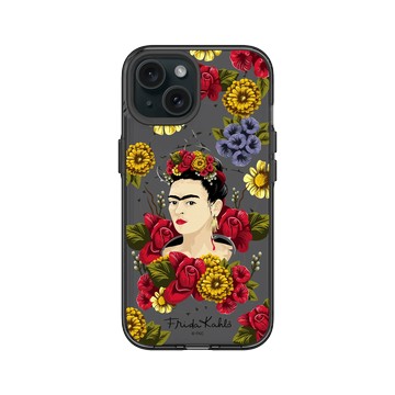 iPhone 15 Clear 酷墨灰 - Frida Kahlo - 卡蘿與花