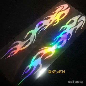 【優選精品】反光七彩火燄車貼鬼火小牛電動摩托機車貼紙地平綫機蓋汽車裝飾貼ins風韓國 NGM4