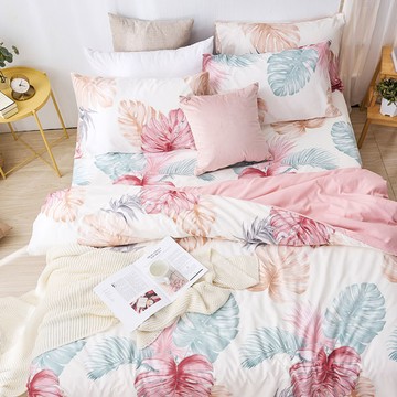 床包被套組(薄被套)-單人 / 舒柔棉三件式 / 淺暮染夏 台灣製