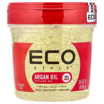 Eco Style, 造型凝膠，強韌定型，適合各種髮質，摩洛哥堅果油，16 盎司（454 克）