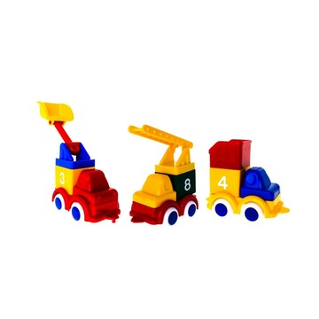 VIKINGTOYS 積木工程車隊組  瑞典品牌安全玩具，防水耐摔  1組  20 x 20 x 8cm