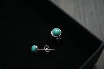 綠松石耳釘典雅之選s925銀簡約耳飾