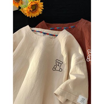 棉麻短袖t恤男士夏季薄2025新款潮牌寬松半袖中國風亞麻冰絲體恤