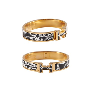 Hermes Clic H手環(All-over黑白條紋金)(PM)