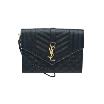 SAINT LAURENT 651030 經典斜紋絎縫真翻蓋包手拿包手腕包