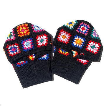 【頭套】奶奶花紋鉤針編織頭套 圍脖帽 B款