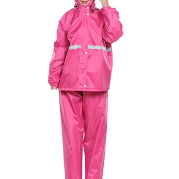Joeki 兩件式反光雨衣 帽沿款  L  梅紅  1組