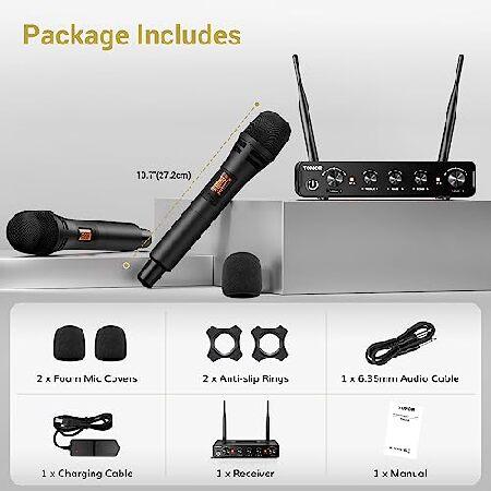 TONOR Wireless Microphone Systems, UHF Cordless Karaoke Microphones, Handheld Dynamic Mic Microfono Kit with Receiver for Karaoke, Singing, Church, Ad