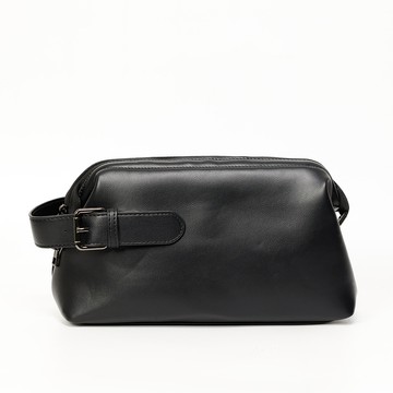 新款手提pu皮革防水便攜多功能手拿包黑色