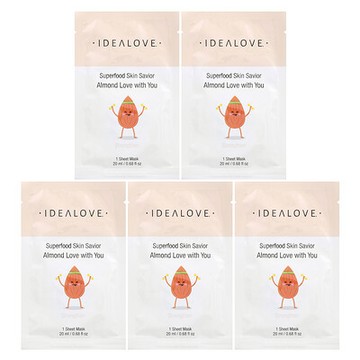 Idealove, Superfood Skin Savior, Almond Love with You，5 片美容面膜，每片 0.68 液量盎司（20 毫升）
