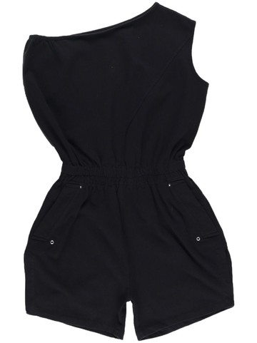 Rick Owens DRKSHDW - one-shoulder cotton playsuit - women - Cotton - S - Black