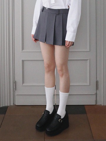 PLEATS SKIRT PANTS [GREY]