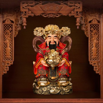 善緣堂 財神像家用店鋪供奉財神爺佛像招財進寶工藝品擺件樹脂像