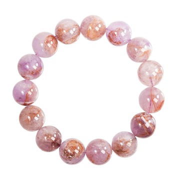 【正佳珠寶】膠花紫玉晶 高品透體共生 14.4-14.8mm 膠花紫玉晶