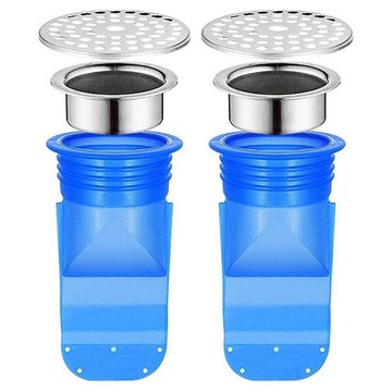 新防臭防蟲下水道地漏2件組 A款  1組  銀色 + 藍色