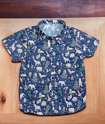 歐系男童襯衫英國品牌Liberty布料手作短袖緞面布釦客製設計歐j