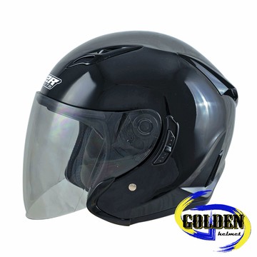 M2R J5 素色 亮黑 3/4罩安全帽 (內藏墨鏡)