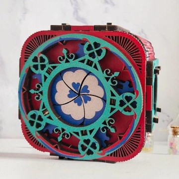 七夕diy八音盒手工3D立體拼圖可旋轉拼裝木質模型飾品盒生日禮物